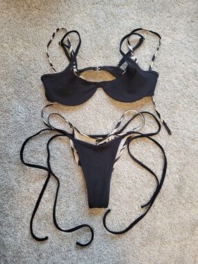 SAME Double Layer Bikini Set Im Black/Zebra